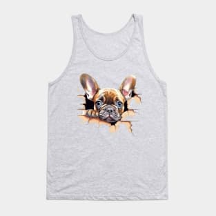 Adorable French Bulldog | Frenchie | Puppy Dog Looking Through Hole Wall Tank Top